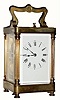 C.1910, French Brass Cased Carriage clock, in a columns case with serpentine top and bottom.