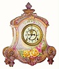 C.1914, Ansonia Clock Co., "La Flandre" Royal Bonn, porcelain clock in excellent original condition.