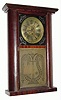 C.1839, Jerome, Gilbert, Grant and Co., Bristol, Conn. round side cornice top shelf clock with early Noble Jerome patent 30-hour OG movement.