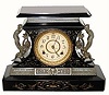 C.1904, Ansonia Clock Co., Rosalind, 8-day time/strike enameled iron mantel clock.