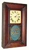 C.1840, Hotchkiss and Fields, Burlington, Conn., 30-hour time and strike wood movement bevel case shelf clock in good original condition.
