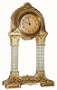 C.1930, German, Novelty Boudoir timepiece, gilt spelter top and base with pressed glass columns.