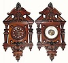 C.1890, French, Clock and Barometer Wall set, in the nicest carved walnut cases we have seen.