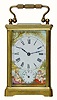 C.1900, French carriage clock with painted porcelain panels.