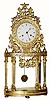 C.1820, French, Ormolu Mantel regulator in skeleton form, the two tiered case supported by 6 Egyptian style pillars.