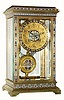 C.1900, Japy Freres, French Crystal Regulator with multi colored enamel on the columns, top and bottom bands, bezel, dial center and pendulum.