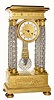 C.1890, French, Empire style 4-pillar shelf clock, with cut Baccarat crystal columns and pendulum.