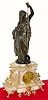 C.1890, French, Marble and Bronzed Spelter conical pendulum mantel clock, in generally good condition, with some restoration,