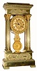 C.1875, French, 4-Column Empire style mantel clock in ormolu.