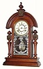 C.1880, Ansonia Clock Co., "King", 8-day time/strike black walnut shelf clock.