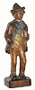 C.1920, German, Carved Wood mechanical whistler, man with blue polka dot tie.