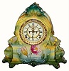 C.1904, Ansonia Clock Co., "La Manche", Royal Bonn porcelain mantel clock in excellent condition.