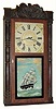 C.1834, Elisha Hotchkiss, Burlington, Conn., carved column and splat, wood movement shelf clock, 2-wt, 30 hour.