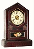 C.1875, Jerome and Co. , 8-day mahogany shelf clock with alarm in very good as-found condition (dirty with cob webs).