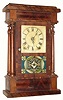 C.1855, Seth Thomas, Plymouth Hollow, Conn. miniature "New York-style" 4-column mahogany veneer shelf clock.