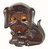 C.1935, German, "Oswald" Carved dog rolling eye novelty. 30-hour backwind timepiece movement with rolling eyes indicating the time.