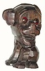 C.1930, German "Oswald", Carved dog rolling eye novelty. 30-hour backwind timepiece movement with rolling eyes that indicate the time.