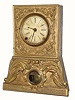 C.1855, American Clock Co., 8 Cortlandt St, New York, 8-day time and strike bronze front shelf clock (cast iron front).
