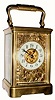 C.1900, French, Brass Cased Carriage Clock, time and strike, in a Corniche case with wonderful floral mask with sea horses.