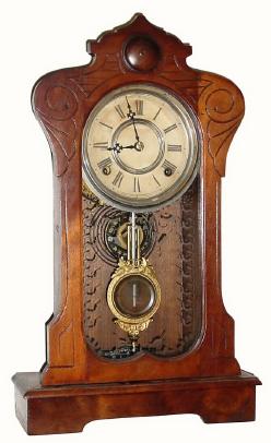 C.1875, F. Kroeber Clock Co., "Clinton" 8-day time/strike shelf clock. — Antique Clocks Price Guide