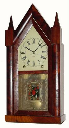 C.1850, Brewster and Ingrahams, 8-Day mahogany steeple with typical ribbed plate movement, — Antique Clocks Price Guide