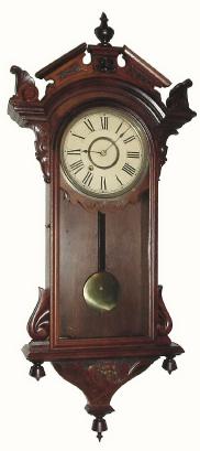 C.1886, New Haven Clock Co., "Regulator C.C." 8-day timepiece, in restored condition. — Antique Clocks Price Guide