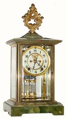 C.1905, Ansonia Clock Co., "Chamberlain", 8-day crystal regulator clock, — Antique Clocks Price Guide