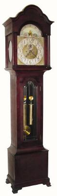 C.1910, English, Mahogany Tall Case clock, time and strike, with brass dial and rolling moon. — Antique Clocks Price Guide