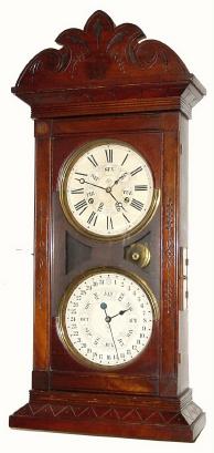 C.1888, Jerome and Co., New Haven, DNIESTER, double dial calendar clock in generally good condition. — Antique Clocks Price Guide