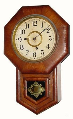 C.1905, Ansonia Clock Co, Oak veneer miniature drop octagon with rounded sides and in good original condition, — Antique Clocks Price Guide