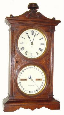 C.1886, Seth Thomas Clock Co., "Parlor Calendar No. 6", 8-day double dial calendar clock, — Antique Clocks Price Guide