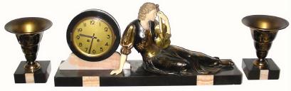C.1925, French, Art Deco Clock with garnitures, 3-pieces, in very good original condition. — Antique Clocks Price Guide