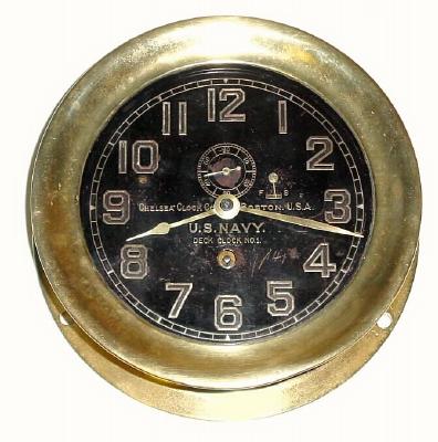 C.1912, Chelsea Clock Co., "U. S. Navy Deck Clock No. 1", in good original condition. — Antique Clocks Price Guide