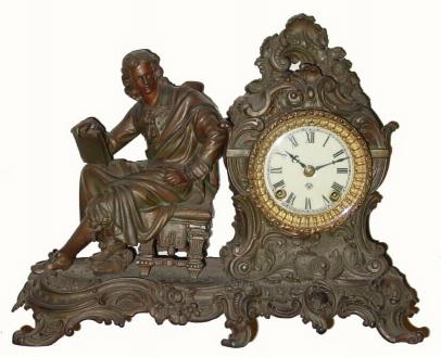 C.1901, Ansonia Clock Co., "Racine", 8-day time/strike figural clock in very good original condition. — Antique Clocks Price Guide