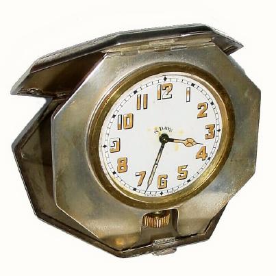 C.1910, Swiss, Silver Cased, 8-Day travel alarm. — Antique Clocks Price Guide