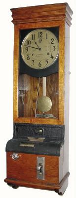 C.1925, International Time Recorder Co., Endicott, NY, wall mounted Time Punch clock in excellent condition. — Antique Clocks Price Guide