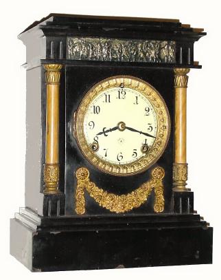C.1901, Ansonia Clock Co., "St. Cloud", 8-day time/strike enameled iron case mantel clock. — Antique Clocks Price Guide