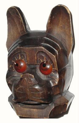 C.1930, German, Oswald Uhrenfabrik, carved wood, rotating eye, novelty clock, and in generally good condition. — Antique Clocks Price Guide
