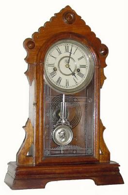 C.1883, Waterbury Clock Co., "Gilford" 30-hour time/strike shelf clock. — Antique Clocks Price Guide
