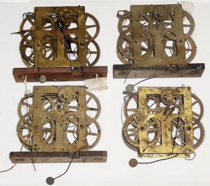 Last Qtr 19th Century, Lot of 4 American movements, — Antique Clocks Price Guide