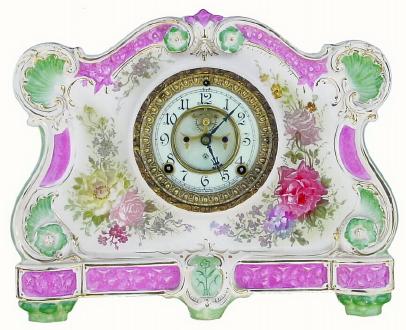 C.1914, Ansonia La Vergne, Royal Bonn porcelain clock in excellent original condition. — Antique Clocks Price Guide