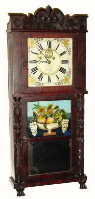 C.1835, Hotchkiss and Benedict, Auburn, N.Y., 8-day time/strike carved column shelf clock. — Antique Clocks Price Guide