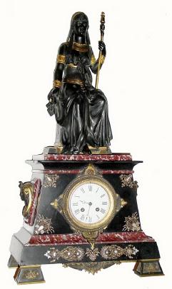 C.1875, French, Bronze and Marble Figural clock, "Cleopatra", in excellent original condition. — Antique Clocks Price Guide
