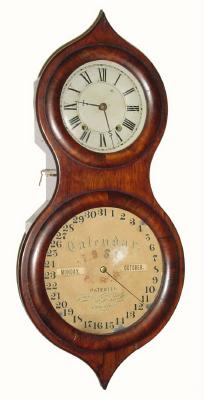 C.1863, Seth Thomas Clock Co., "Office Calendar No. 3", 8-day double dial calendar. — Antique Clocks Price Guide