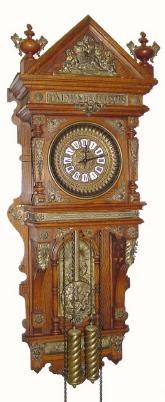 C.1900, Ansonia, "ANTIQUE HANGING", wall clock in oak and in outstanding original condition. — Antique Clocks Price Guide