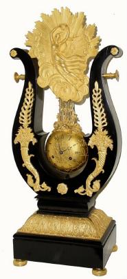C.1830, French, Oscillating Movement Lyre clock with ormolu mounts, — Antique Clocks Price Guide