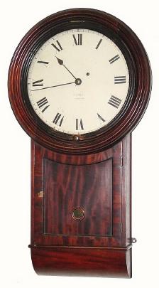 C.1835, Martin Cheney, Montreal, Canada, 8-day "Parliament" style wall timepiece in a mahogany veneered case. — Antique Clocks Price Guide