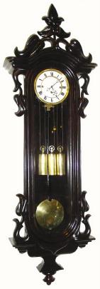 C.1870, Austrian, 3-Wt Grand Sonnerie Wall clock in a great case with carved leaves, in very good restored condition. — Antique Clocks Price Guide