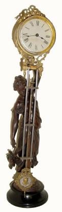 C.1890, Ansonia "Huntress", swing clock with canister style arm, and in generally good condition. — Antique Clocks Price Guide
