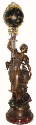 C.1890, French, Large Bronzed Spelter Swinging mystery timepiece, in very good original condition. — Antique Clocks Price Guide